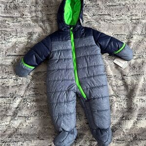 Carter's Navy and Gray Footie with Green Trim